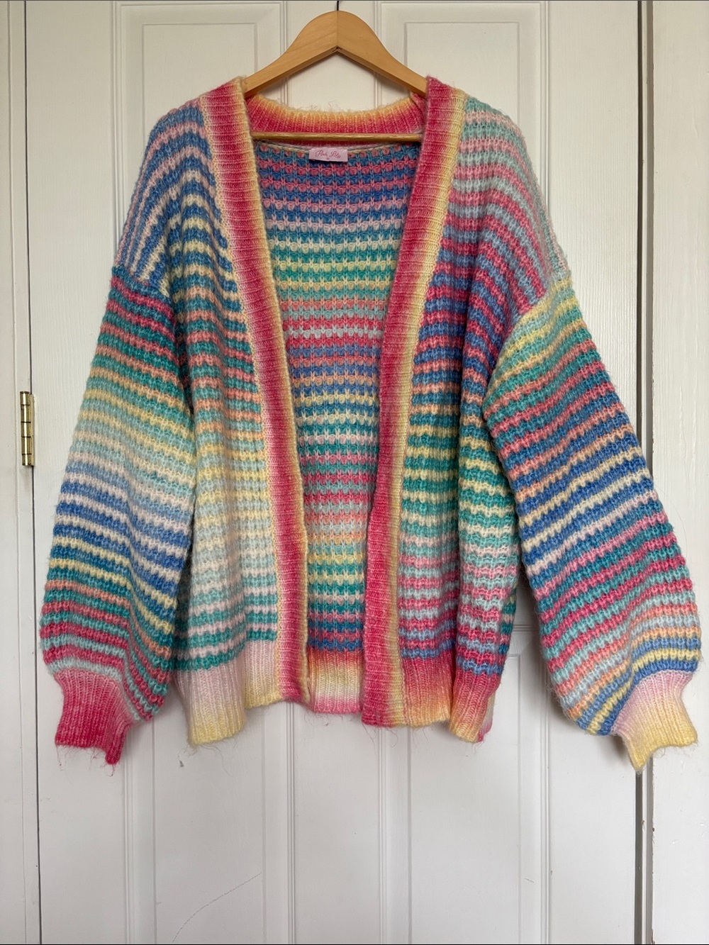 Pink Lily Multicolor Striped Open-Front Women's Sweater Cardigan